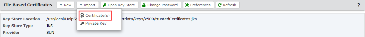 Import a Certificate Import a Certificate