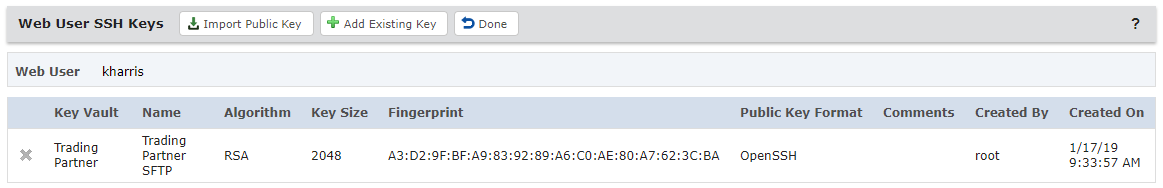 Web User SSH Keys Web User SSH Keys